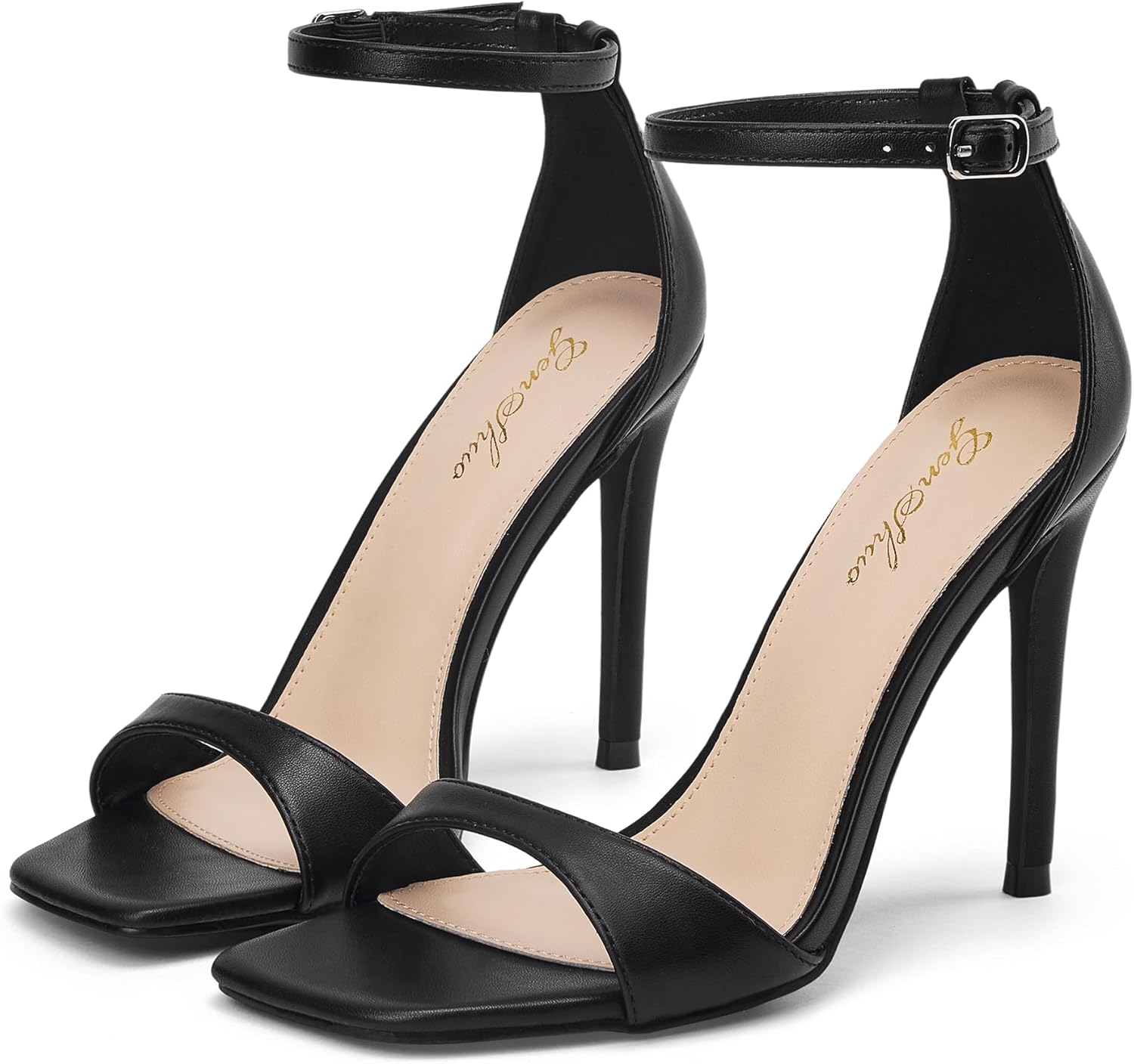 GENSHUO High Heeled Sandals with Square Open Toe for Women
