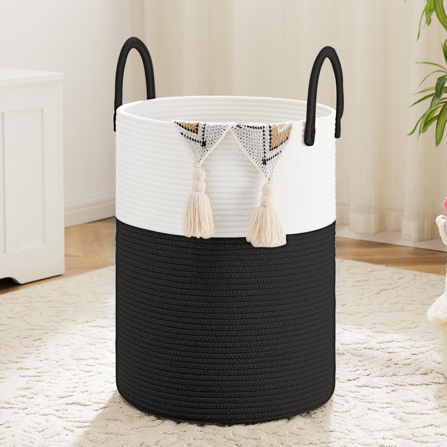 Woven Cotton Rope Laundry Hamper for Stylish Home Storage