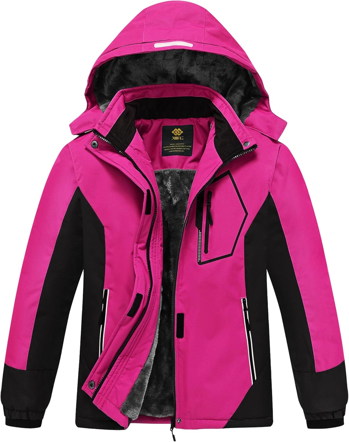 MoFiz Girls Ski Jacket Waterproof Fleece Lined for Winter Fun