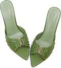 Women's iiimmu 3.5 in Stiletto Mules Pointed Peep Toe - Faux Leather