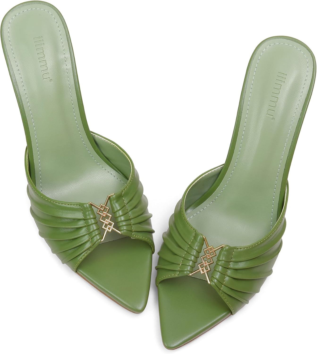 iiimmu 3.5 IN Stiletto Mules High Heels with Peep Toe Style