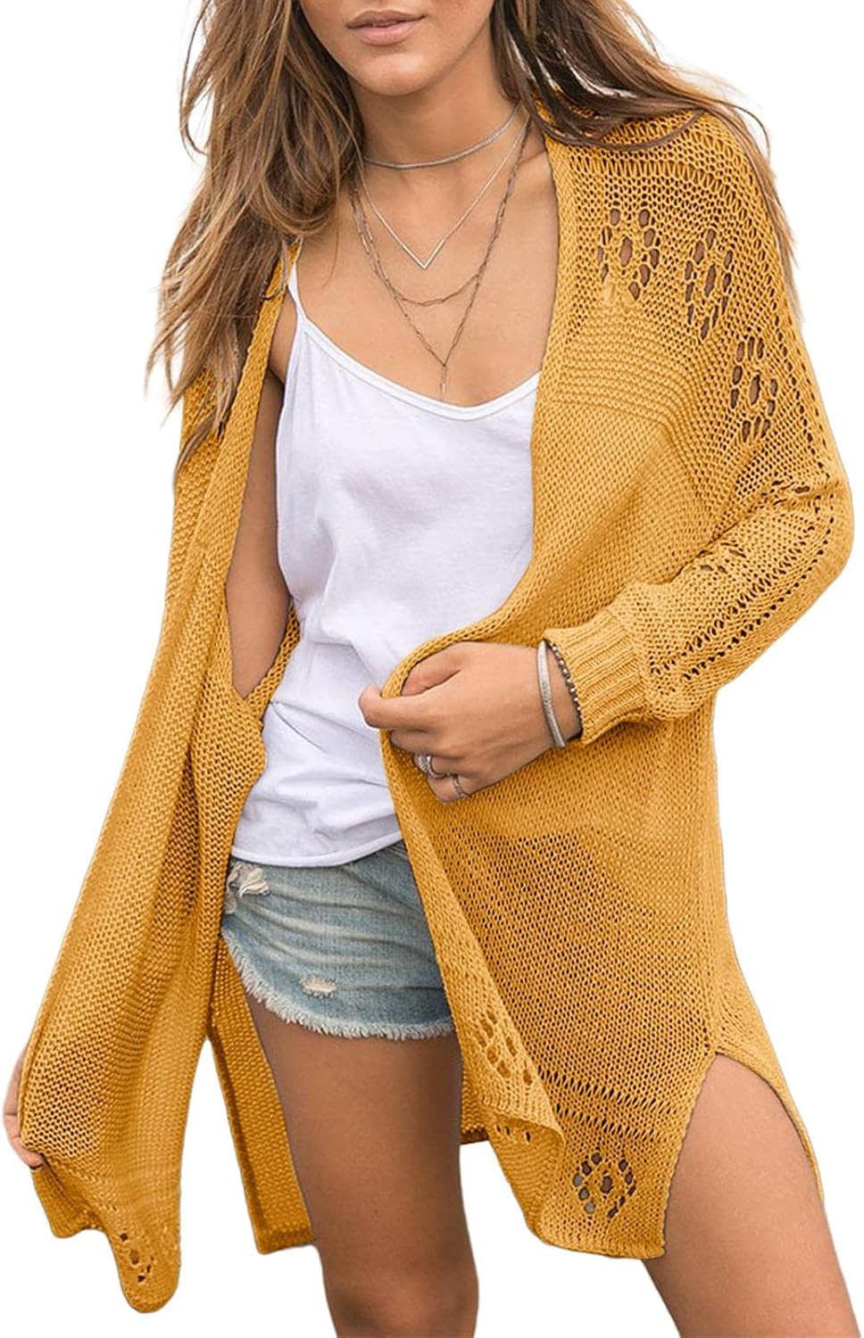 Misassy Womens Open Front Knit Sheer Cardigans for Summer Style