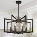8-Light Large Black Chandelier - Modern Geometric Dining Light