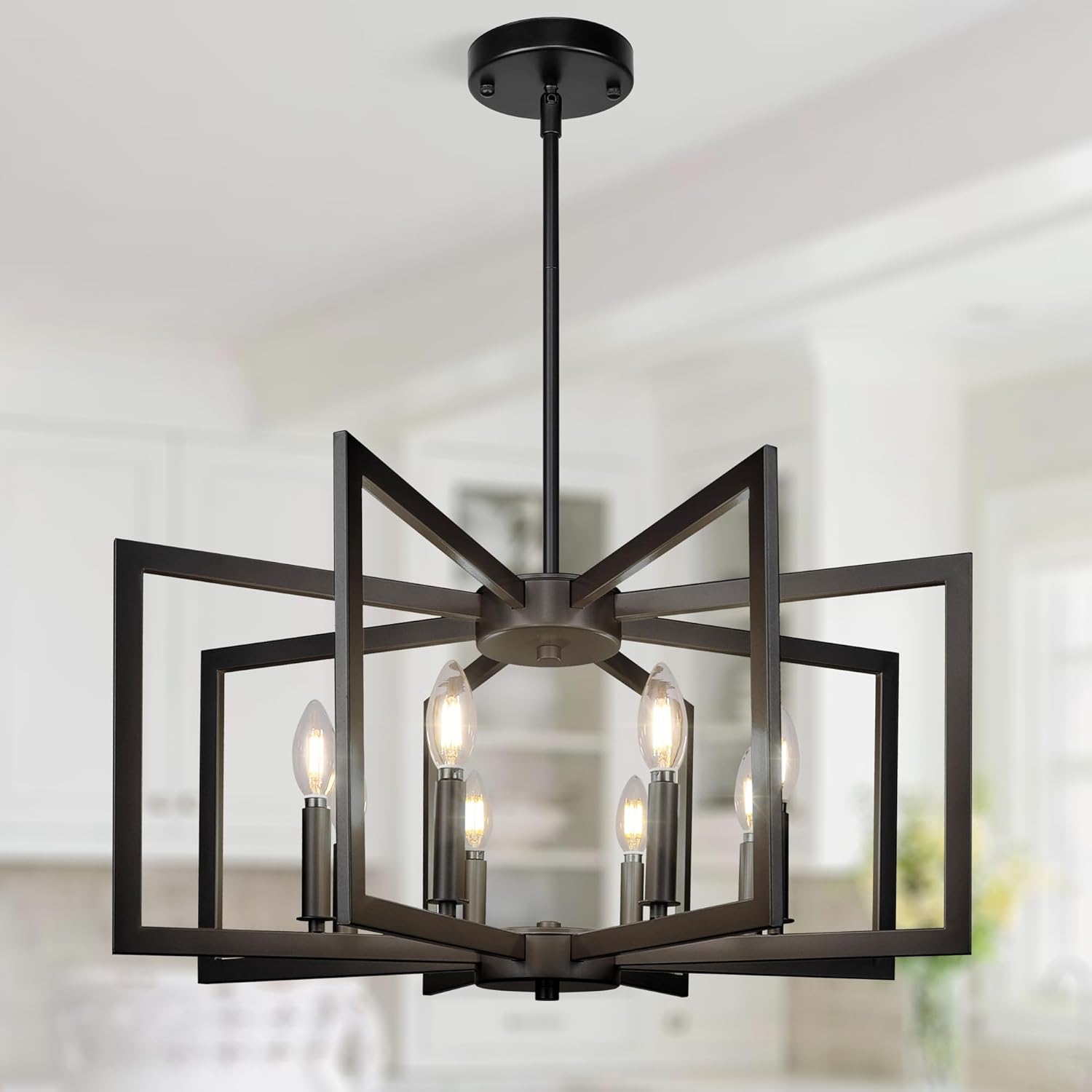 8-Light Large Black Chandelier for Modern Dining Room Style