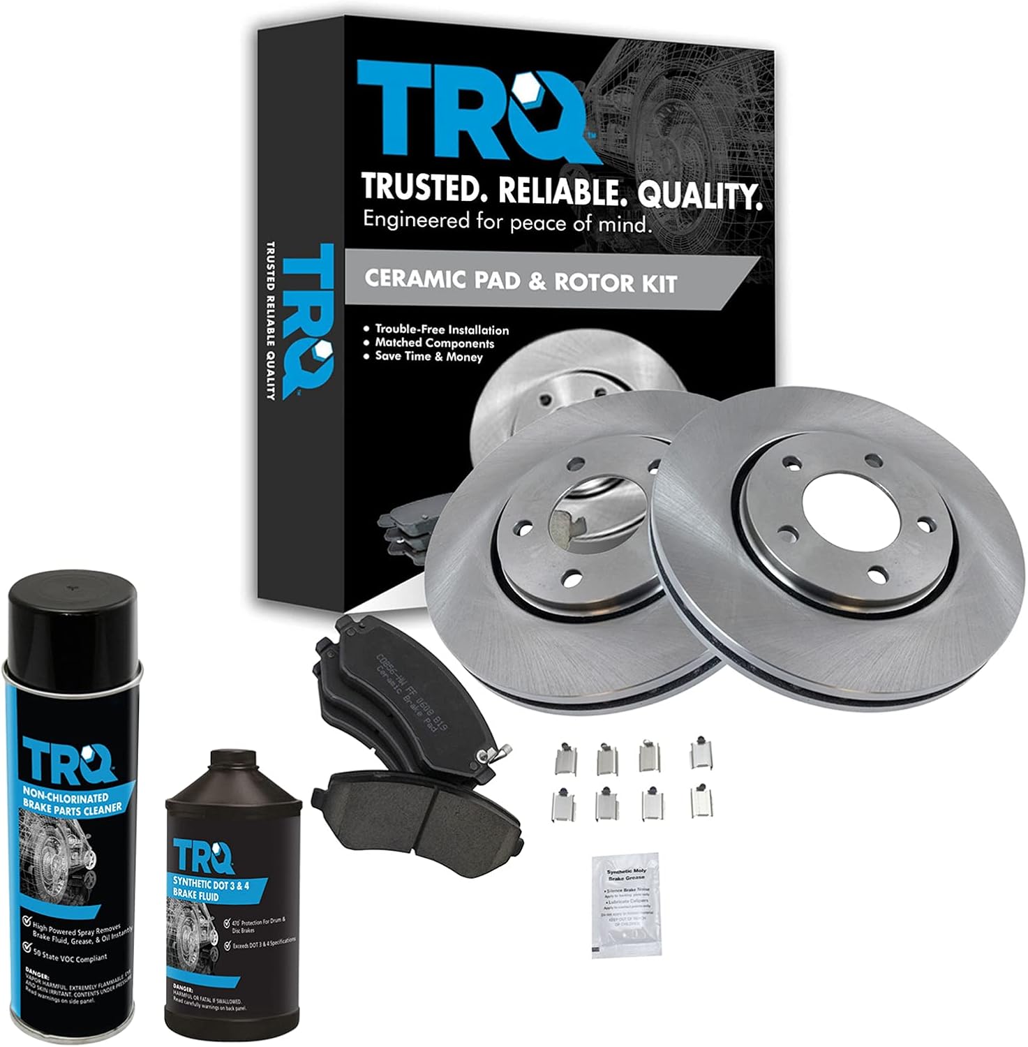 TRQ Front Brake Pad & Rotor Kit for Chrysler & Dodge Vehicles
