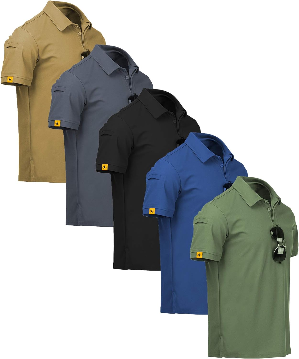 ZITY 5 Pack Mens Polo Shirt Short Sleeve Sports Golf T-Shirt