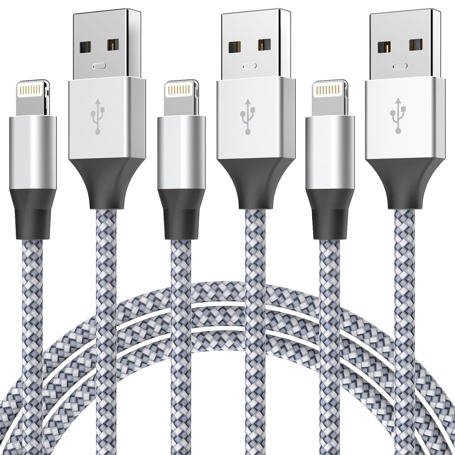 Fast Charge! Apple MFi Certified Lightning Cable 6FT 3Pack by Aukelan