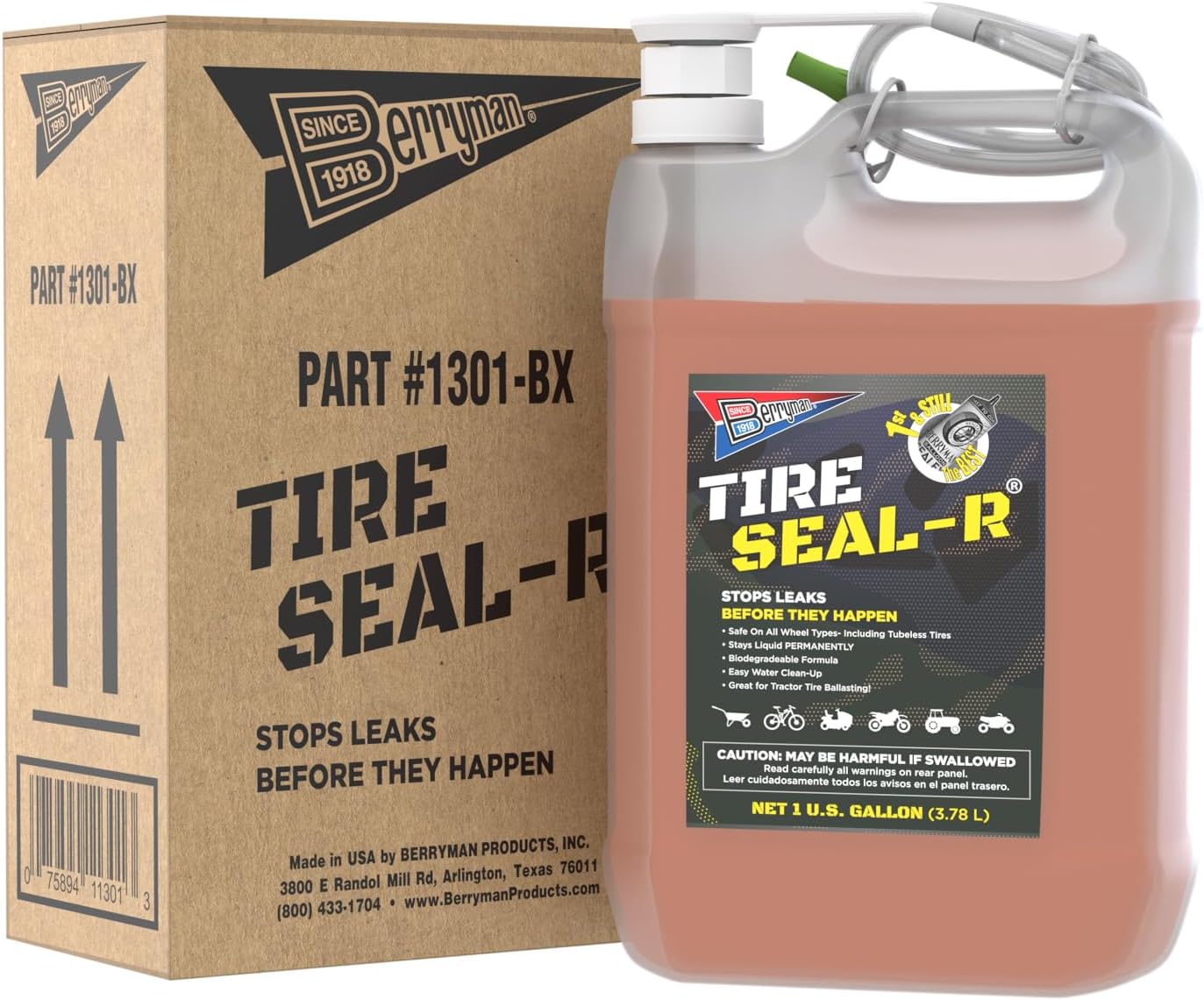 Berryman Seal-R Tire Sealant w/Pump for All Wheel Types