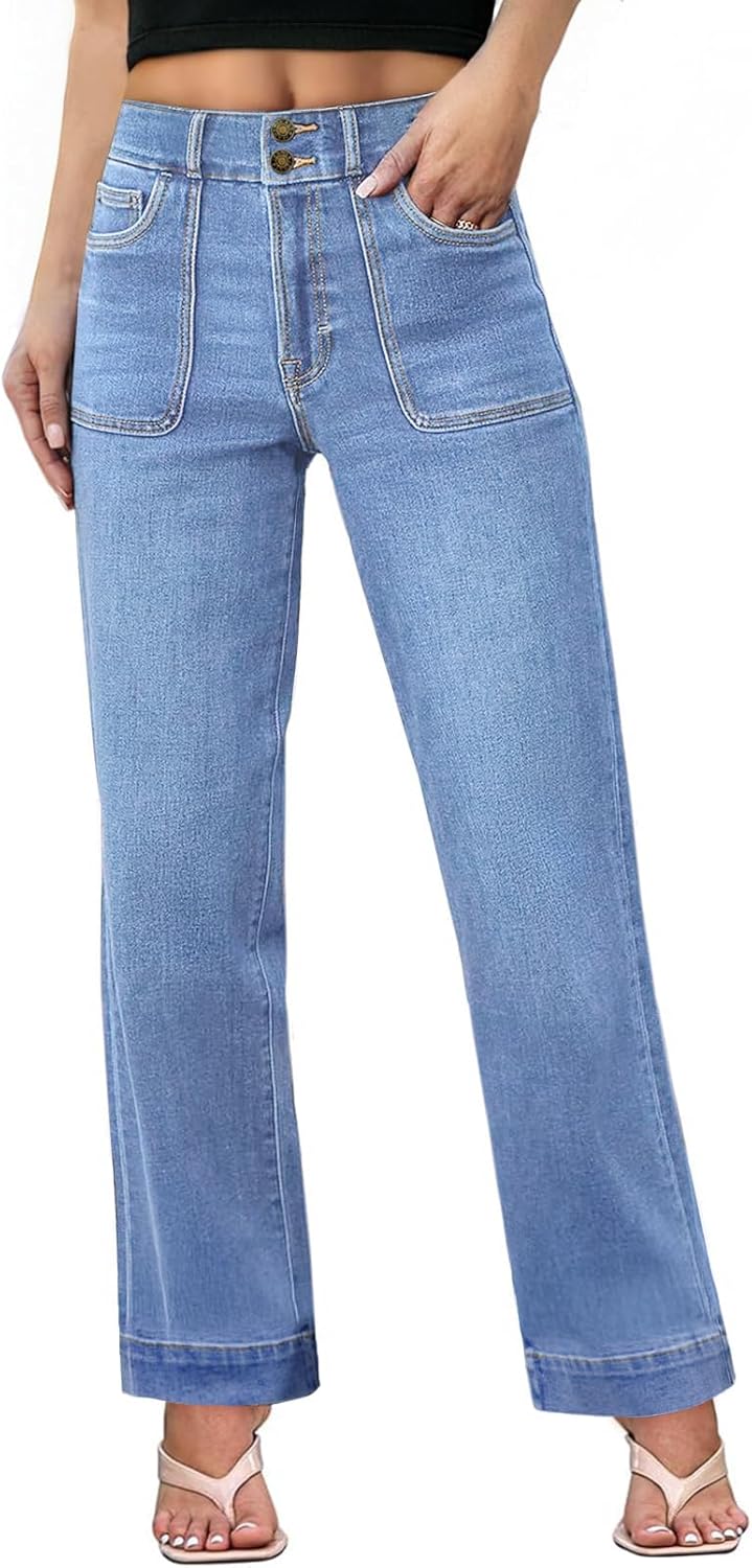 Sidefeel Women's High Waisted Stretchy Tummy Control Jeans