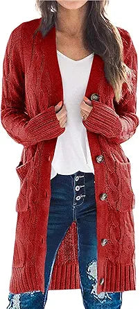 PRETTYGARDEN Long Sleeve Cable Knit Cardigan for Women 2023