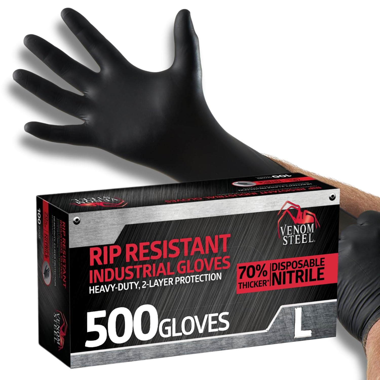 Venom Steel Industrial Nitrile Gloves for Heavy Duty Protection