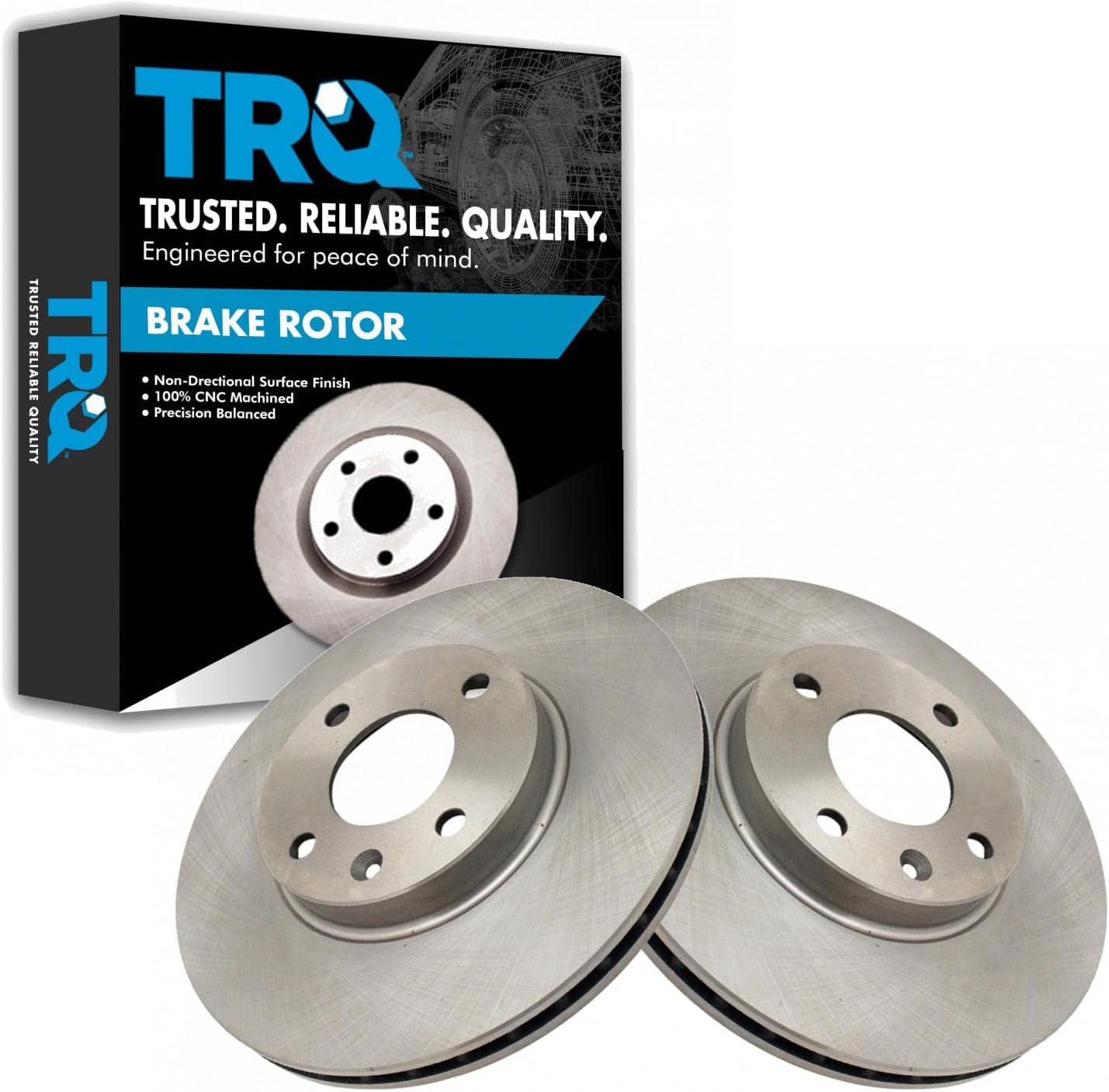 TRQ Front Brake Rotors Set Vented for 2016-2022 Chevrolet Spark