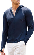 Men Full Zip UPF 50 Sun Protection Hoodie Jacket - Lightweight Cool