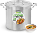 NutriChef Stainless Steel Stock Pot 24 Quart - Heavy Duty Induction