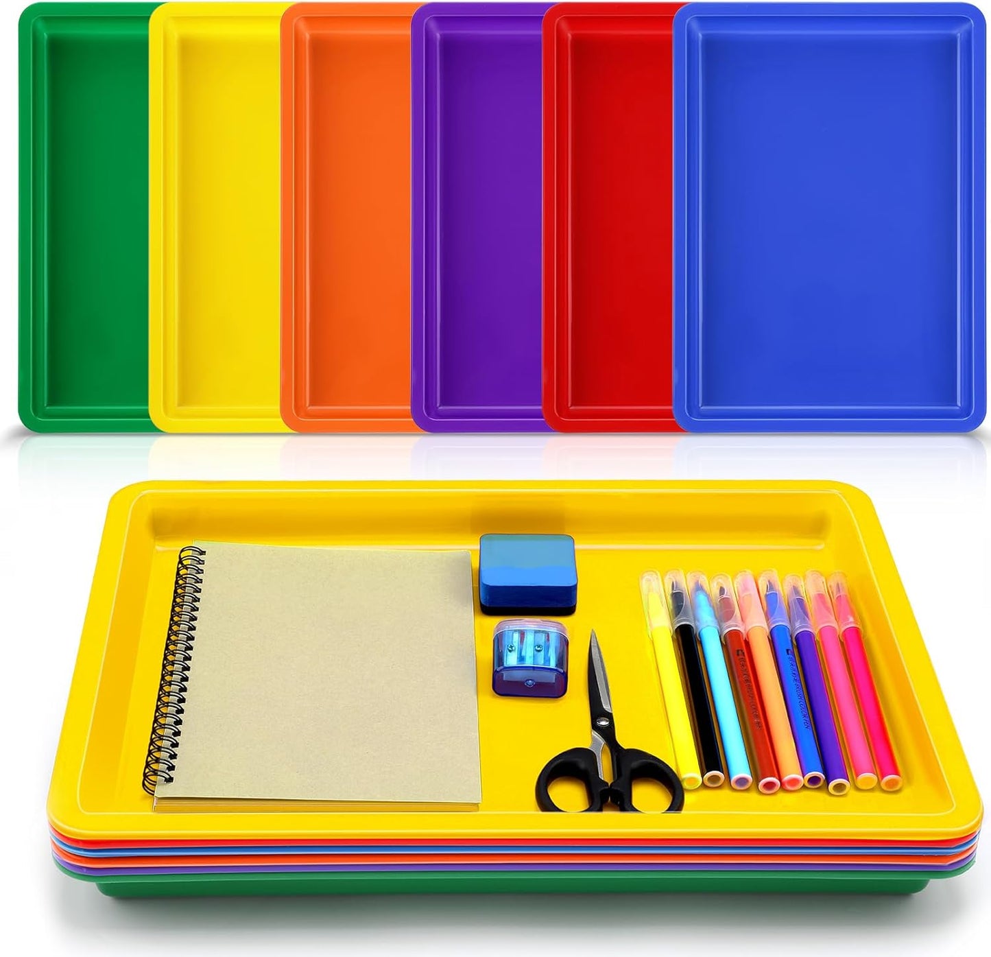 Mifoci 6 Pack Large Plastic Art Trays for Kids Activities
