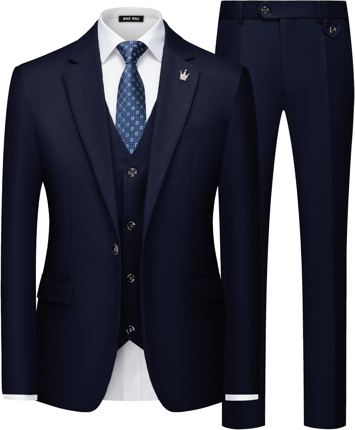 MAGE MALE 3 Piece Slim Fit Tuxedo Suit for Weddings and Parties