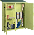 Outdoor Storage Cabinet with Waterproof Roof - Lockable Wood Shed