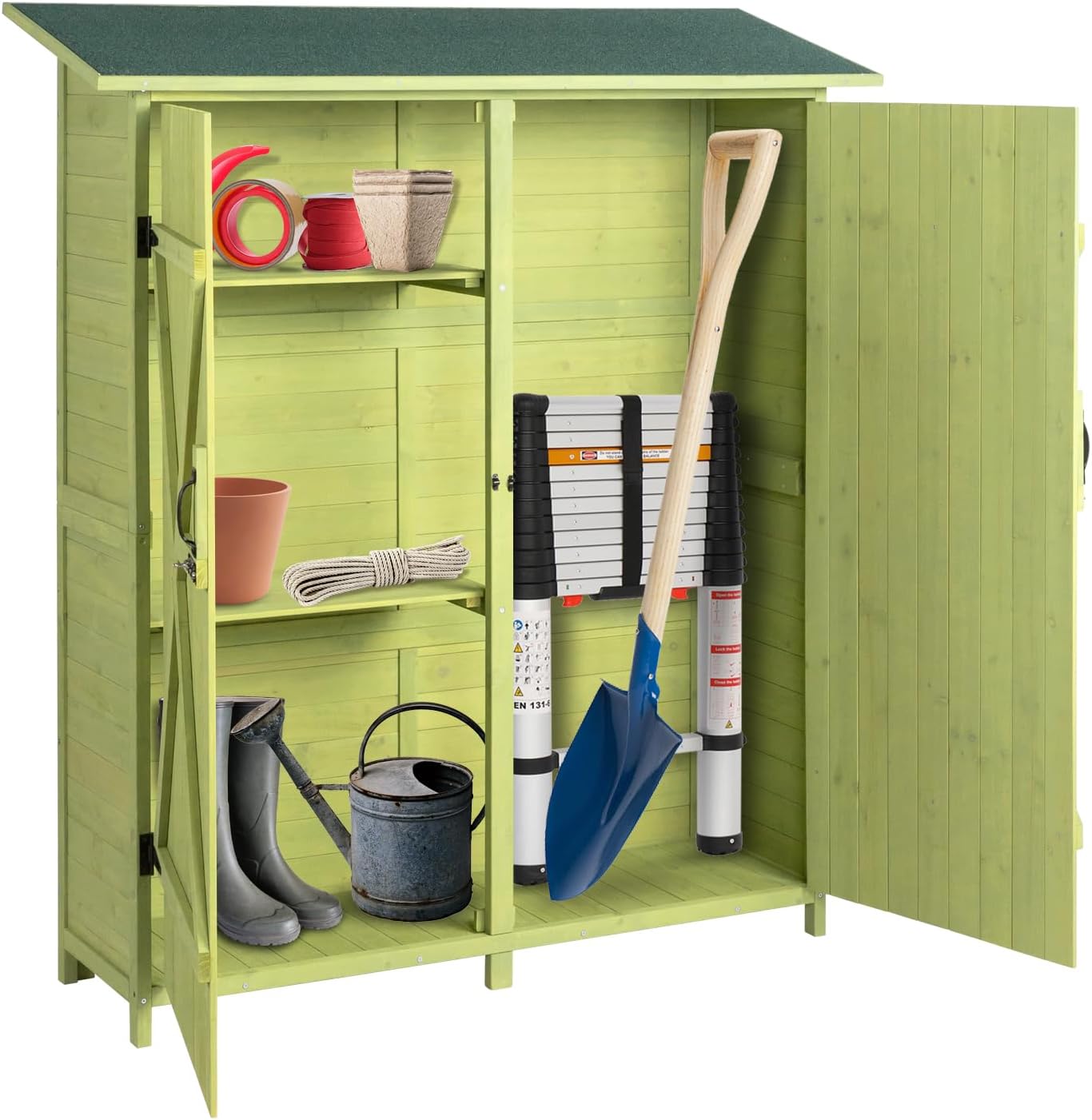 Outvita Outdoor Storage Cabinet with Waterproof Roof for Yard