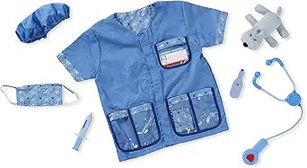 Veterinarian Role Play Costume Dress-Up Set for Kids Ages 3