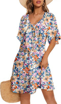 Deep v neck mini dress with bow tie accent for women by Dokotoo