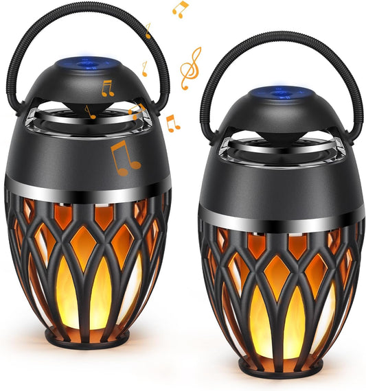 Waterproof LED Flame Bluetooth Speakers x2 - Party-perfect Sound!