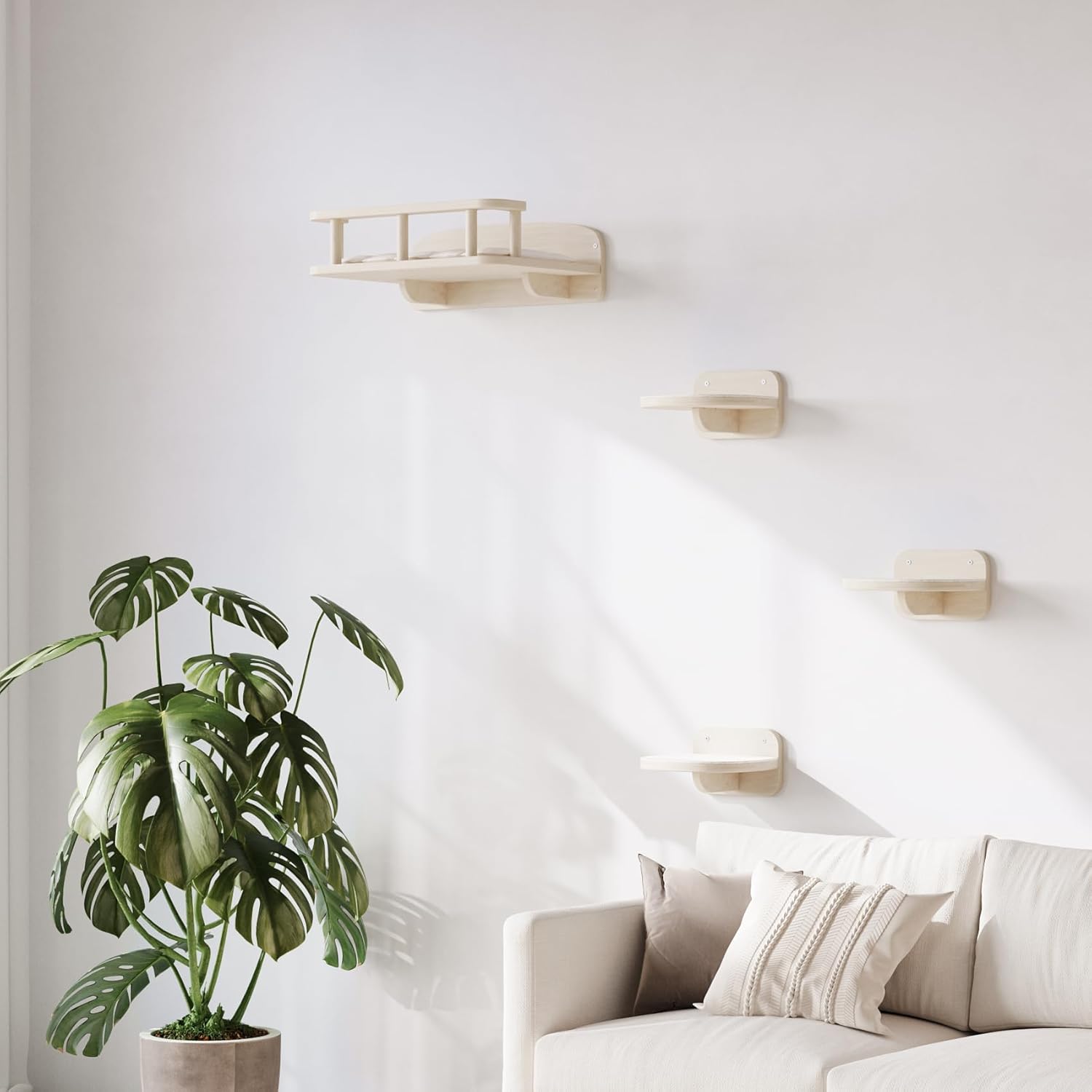MeowHomm Cat Wall Shelves for Kittens - Unique 3-Step Design