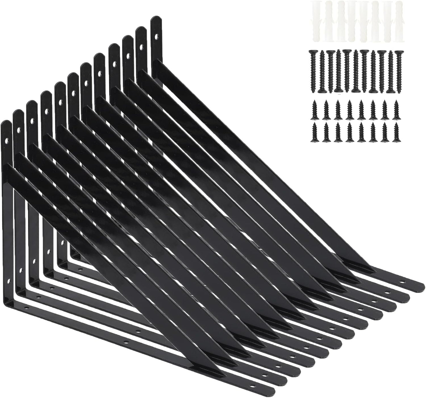 12 Pack Heavy Duty 16 Inch Shelf Brackets for Strong Support