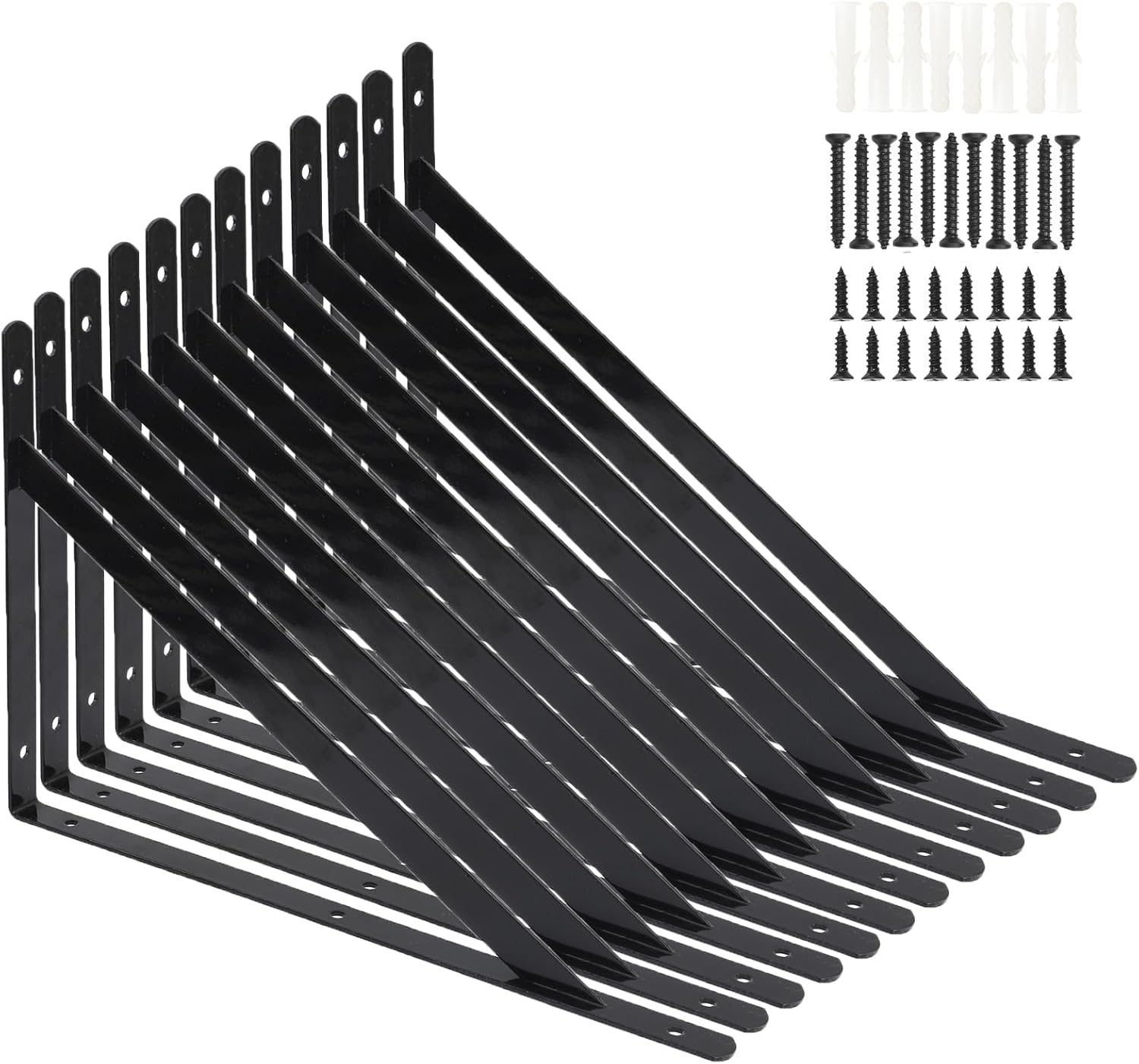 12 Pack Heavy Duty 16 Inch Shelf Brackets for Strong Support
