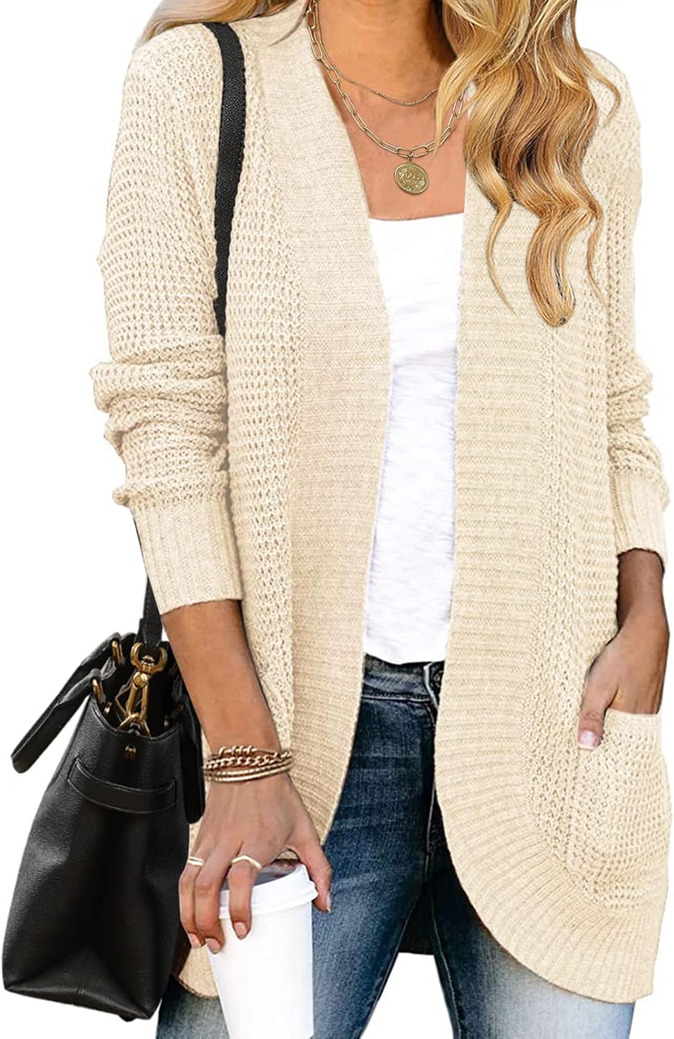 MEROKEETY Womens Long Sleeve Open Front Cardigans for Fall