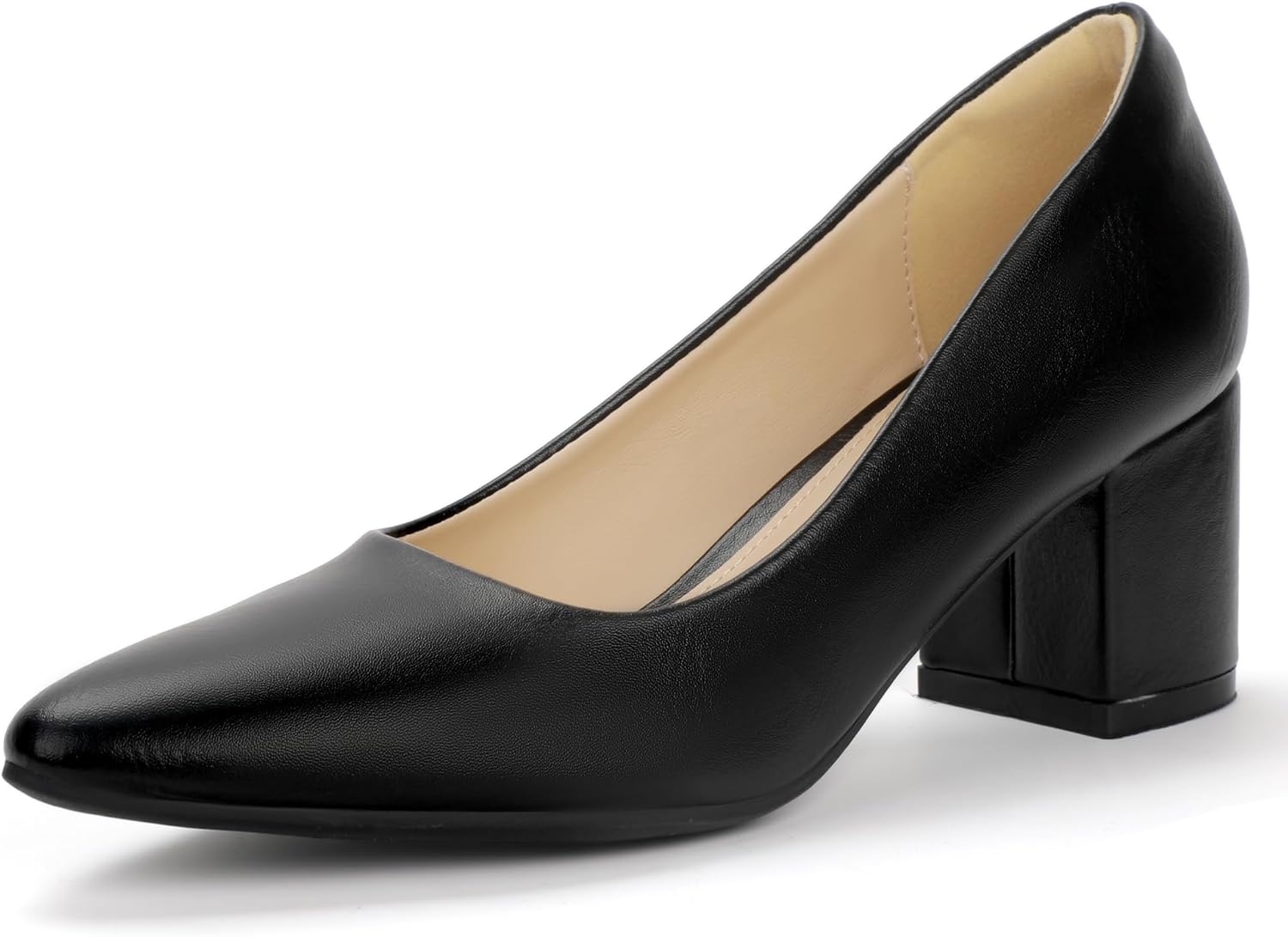 IDIFU Women's Pumps Closed Toe Low Chunky Block Heels Shoes
