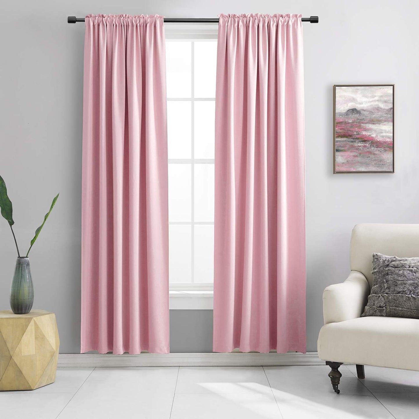 DONREN Pink Room Darkening Curtain Panels for Girls Room