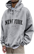 New York Hoodie for Men Lightweight Pullover Sweatshirt - Casual Loose