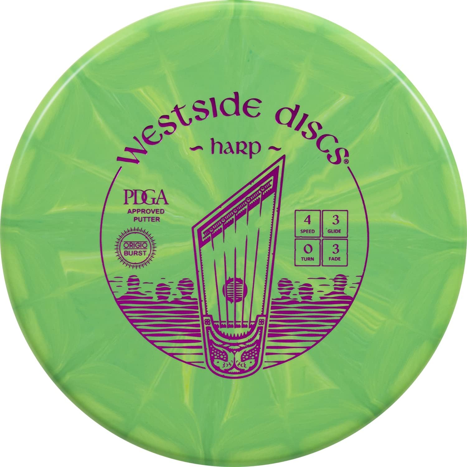 Origio Burst Harp Putter | Overstable Frisbee | 170g | Green Stamp