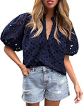 PRETTYGARDEN Women's Summer Lace Eyelet Blouse - Dressy Casual Fit