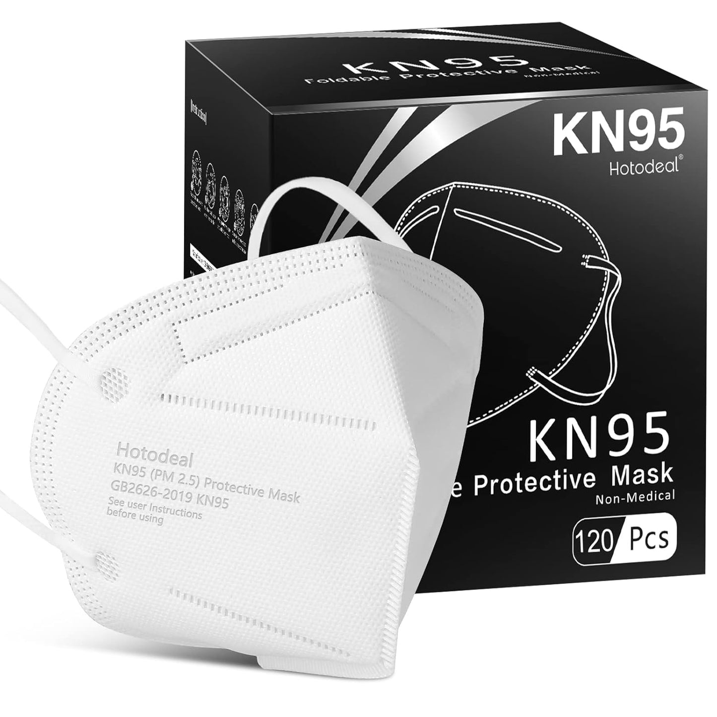Hotodeal KN95 Face Mask 120 Pcs for Men and Women, 5 Layers