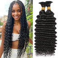 Human Braiding Hair 20 in Deep Wave Brazilian Virgin No Weft - Natural