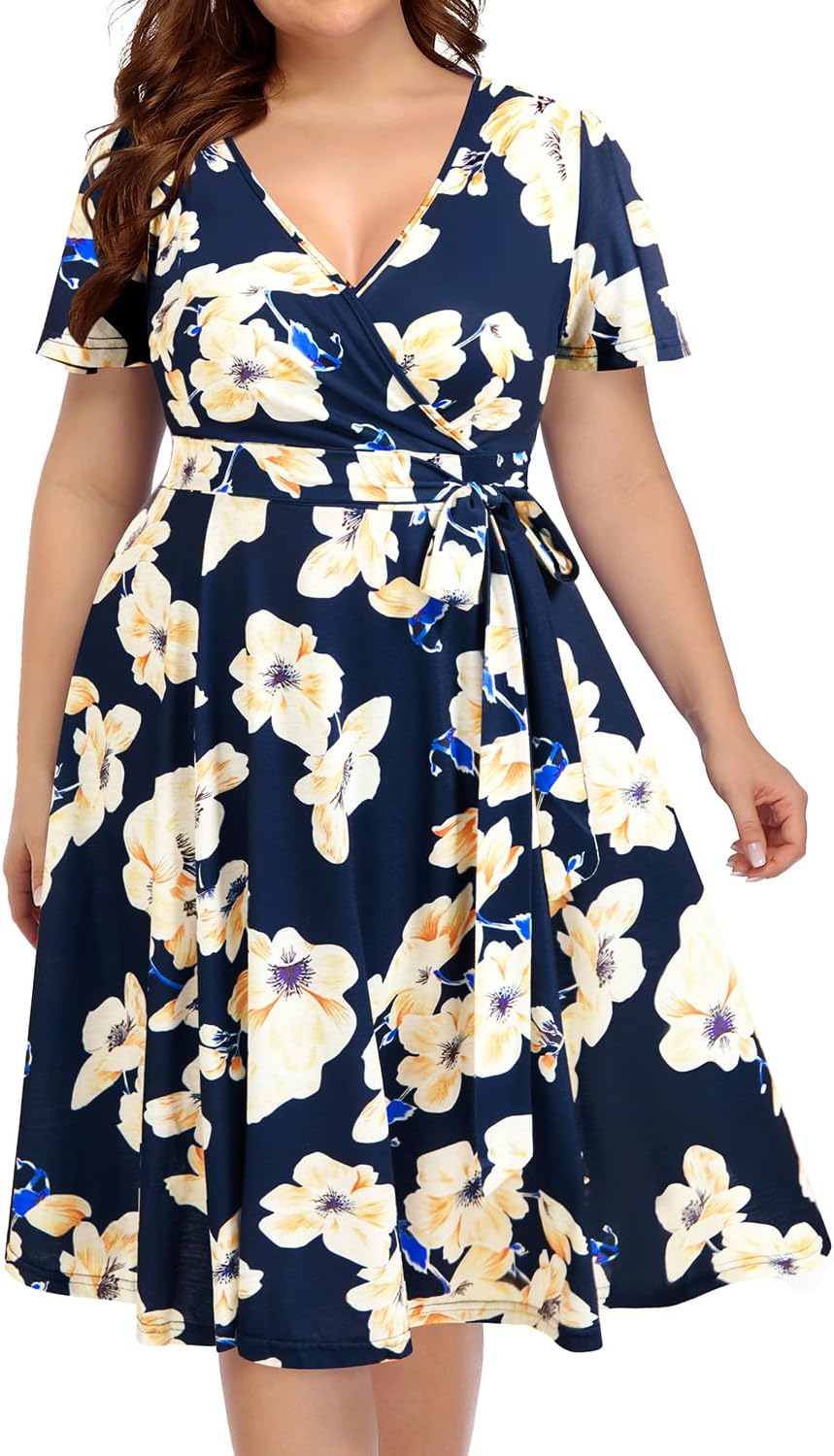 Pinup Fashion Plus Size Midi Dress for Wedding Guests and More