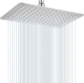 12 x 8 in Rectangle Rain Shower Head Brushed Nickel - Full Body