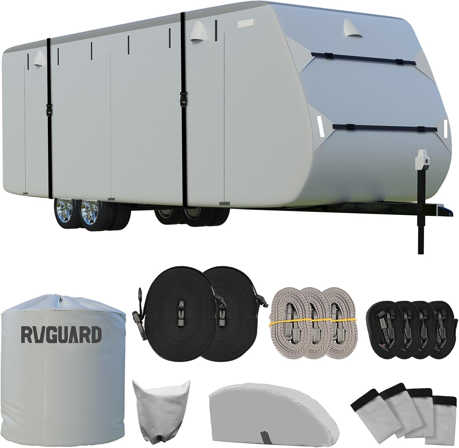 RVGUARD RV Cover for 27ft - 30ft Travel Trailers, Grey