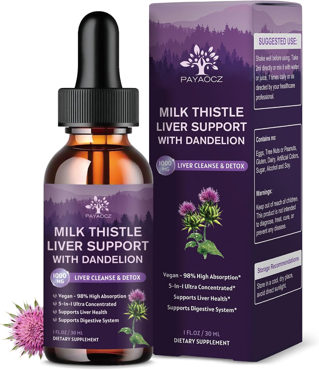 Milk Thistle Liquid Drops for Liver Health Support and Detox