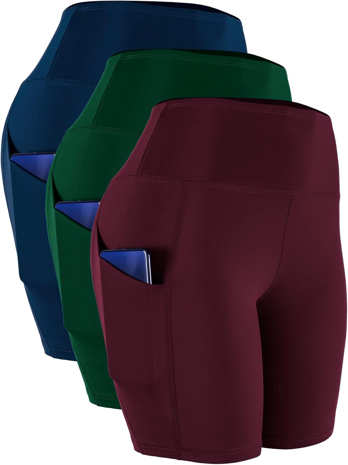 CADMUS Women's High Waist Spandex Yoga Shorts with Pockets
