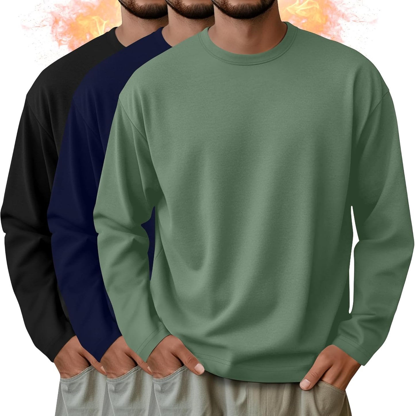 3 Pack Mens Long Sleeve Thermal Shirts for Comfort and Style