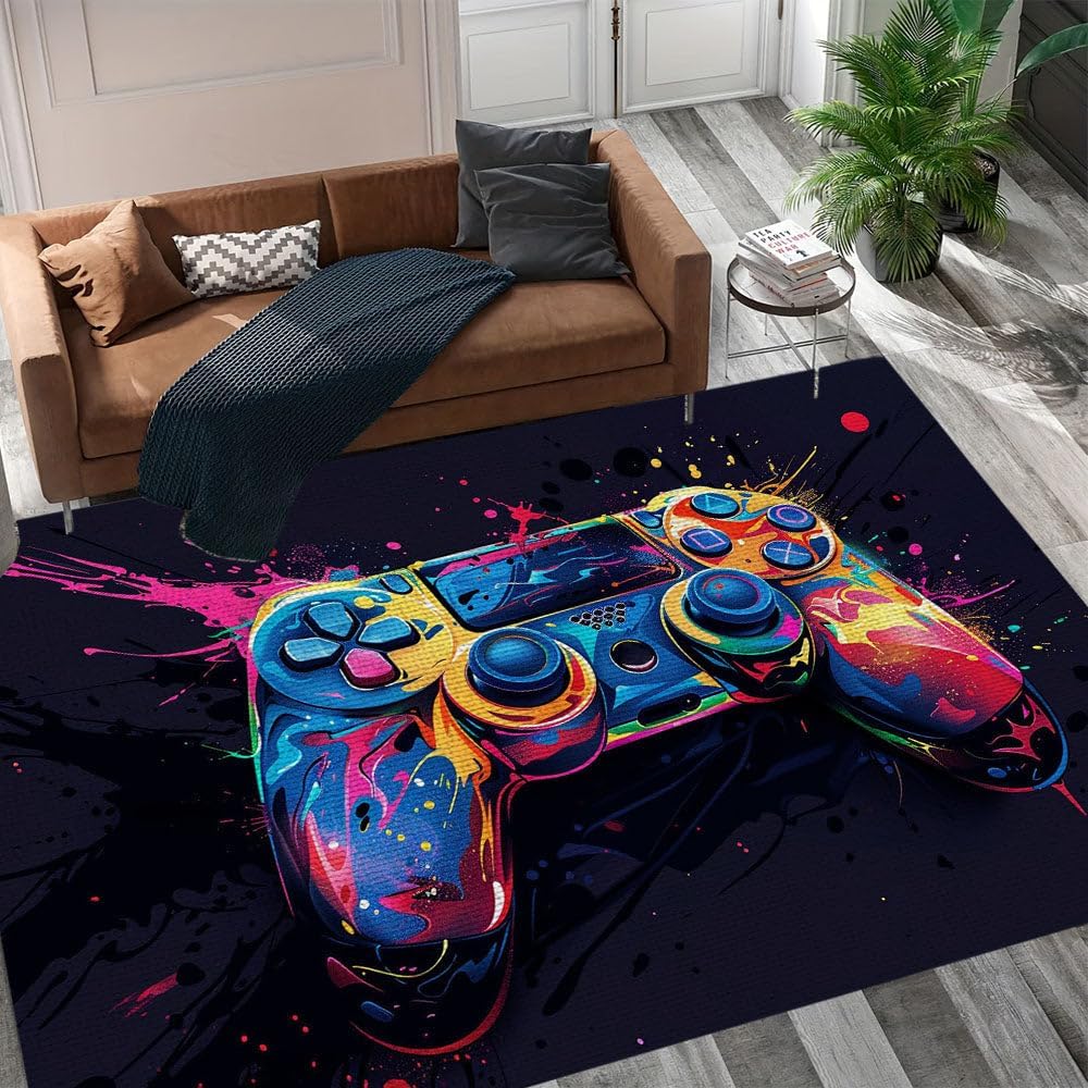 Game Console Print Rug - Non-Slip & Stain-Resistant!
