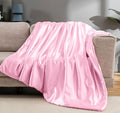 Satin Throw Blanket 90x90 in Blush Pink - Cooling, Silky Comfort
