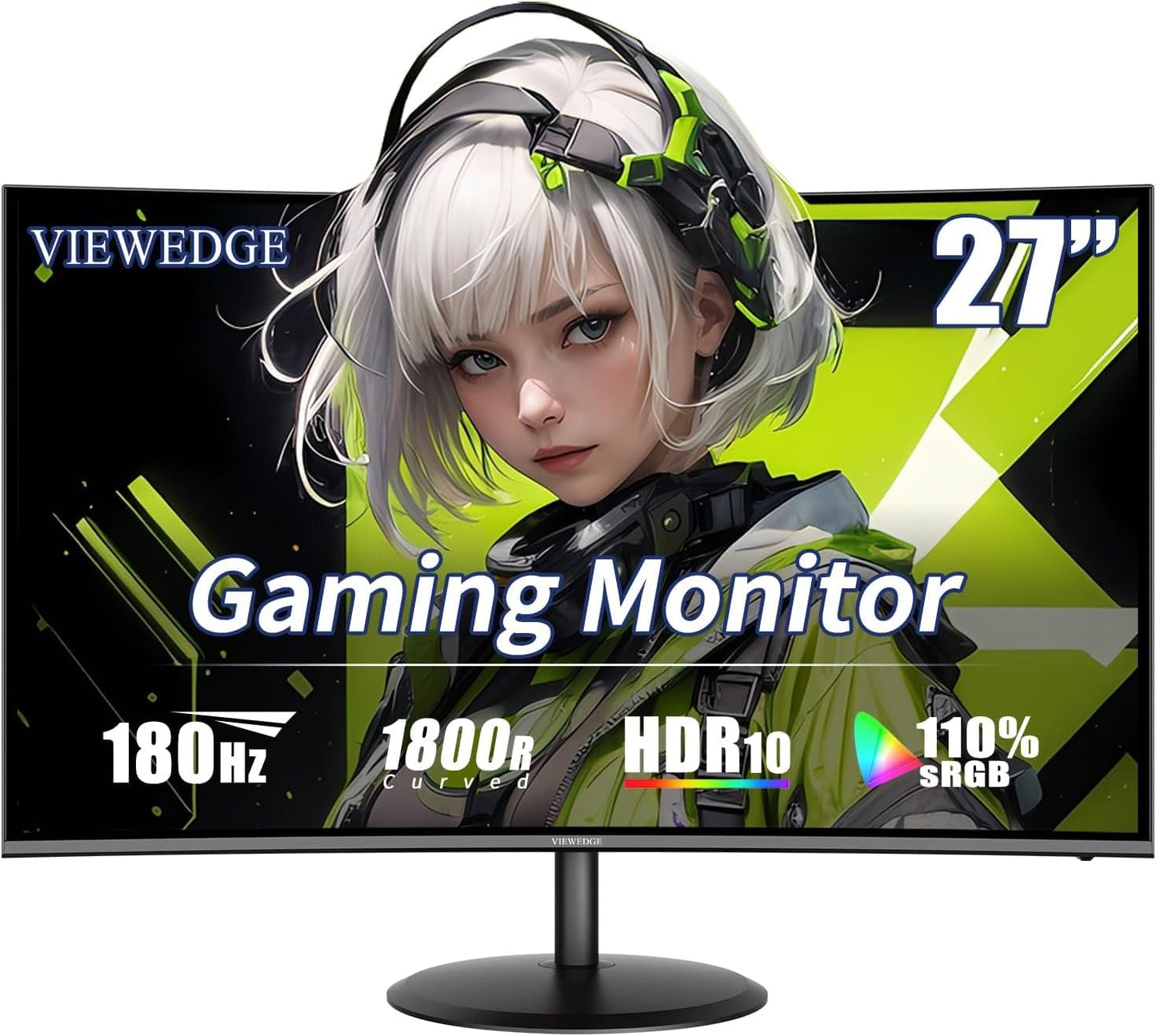27 inch Curved Gaming Monitor with 180Hz Refresh Rate and FreeSync