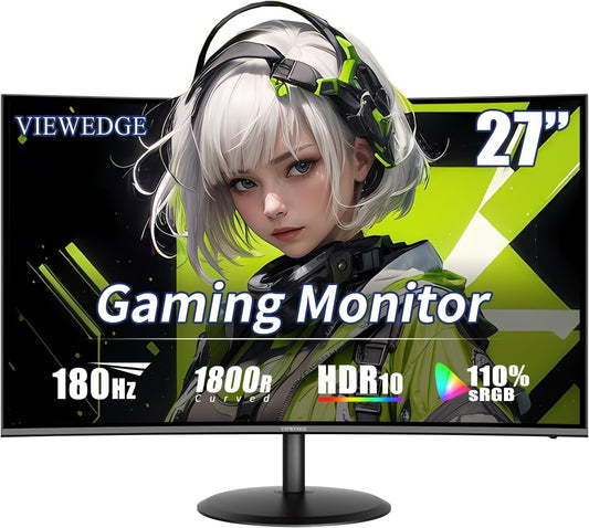 27 inch Curved Gaming Monitor with 180Hz Refresh Rate and FreeSync