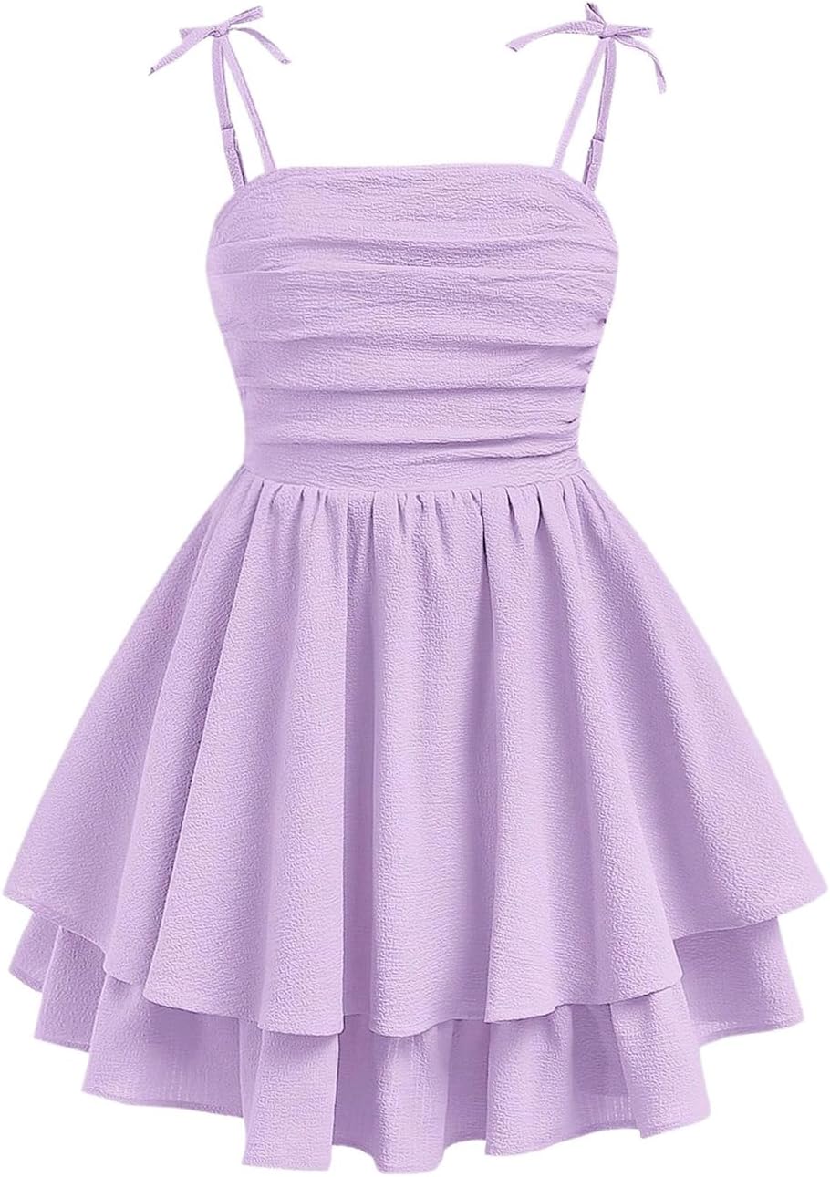 SHENHE Girl's Smocked Ruched A Line Swing Dress for Summer Fun