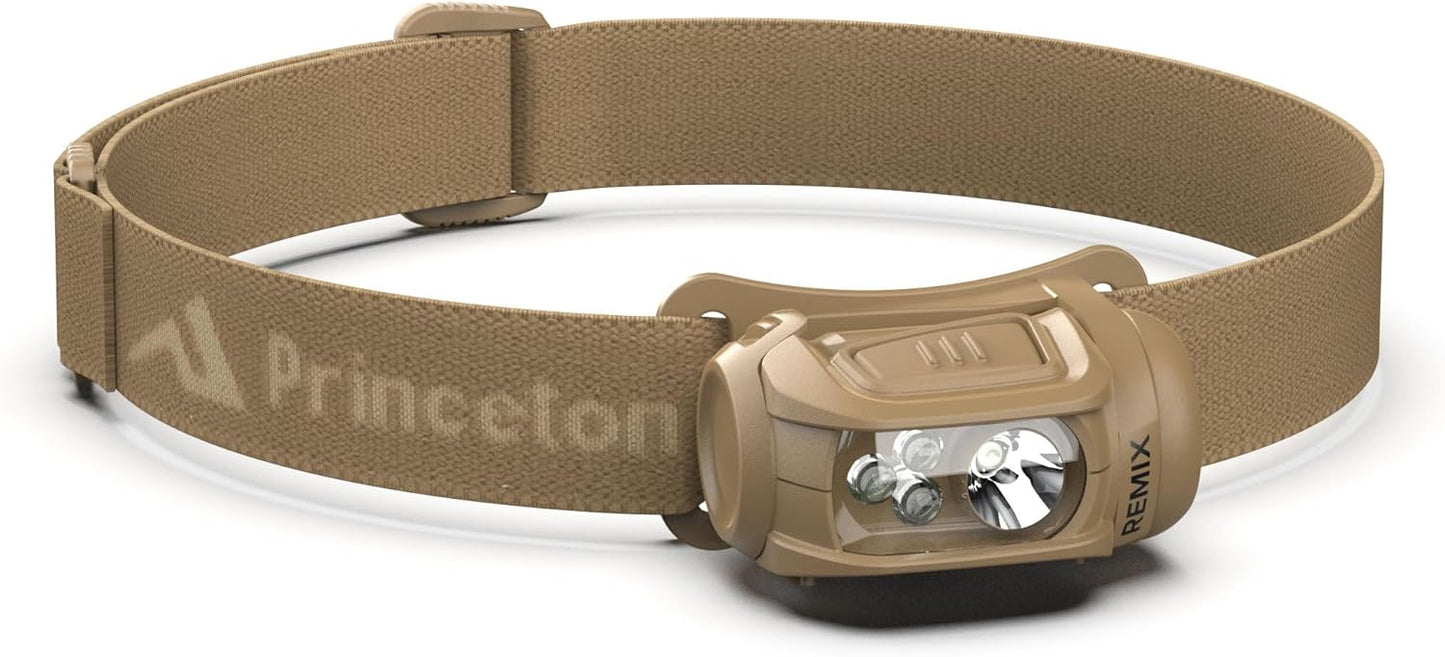 Princeton Tec Remix LED Headlamp: 300 Lumens, Tan w/Red LEDs