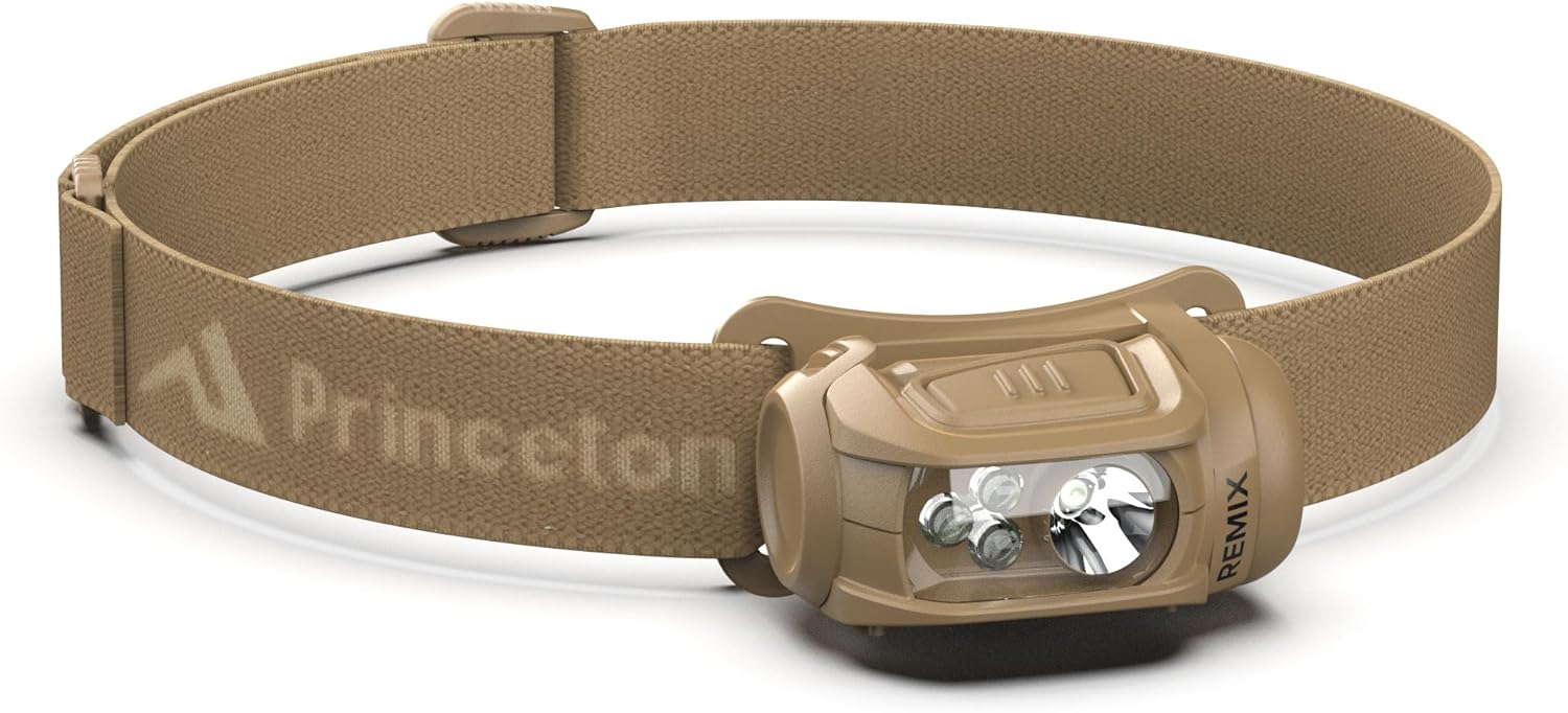 Princeton Tec Remix LED Headlamp: 300 Lumens, Tan w/Red LEDs