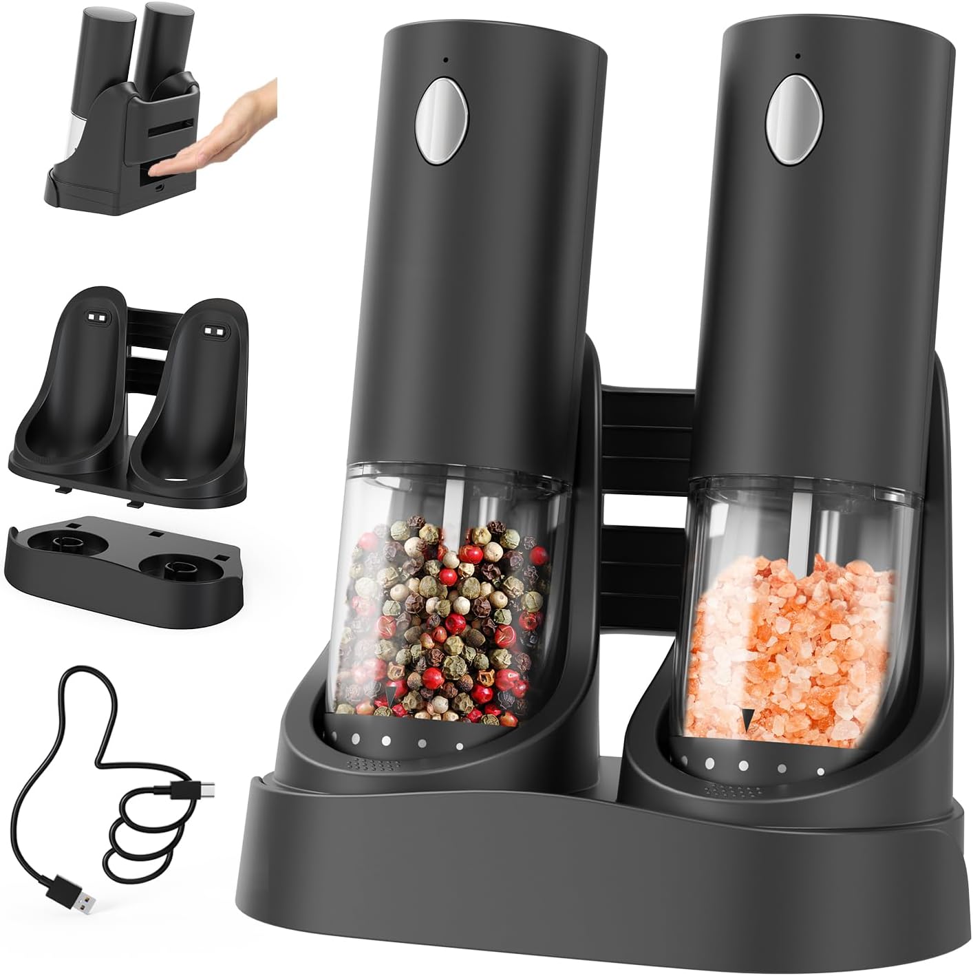 CIRCLE JOY Electric Salt and Pepper Grinder Set for Easy Use